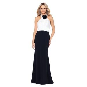 Betsy & Adam Elegant Black and White Dress